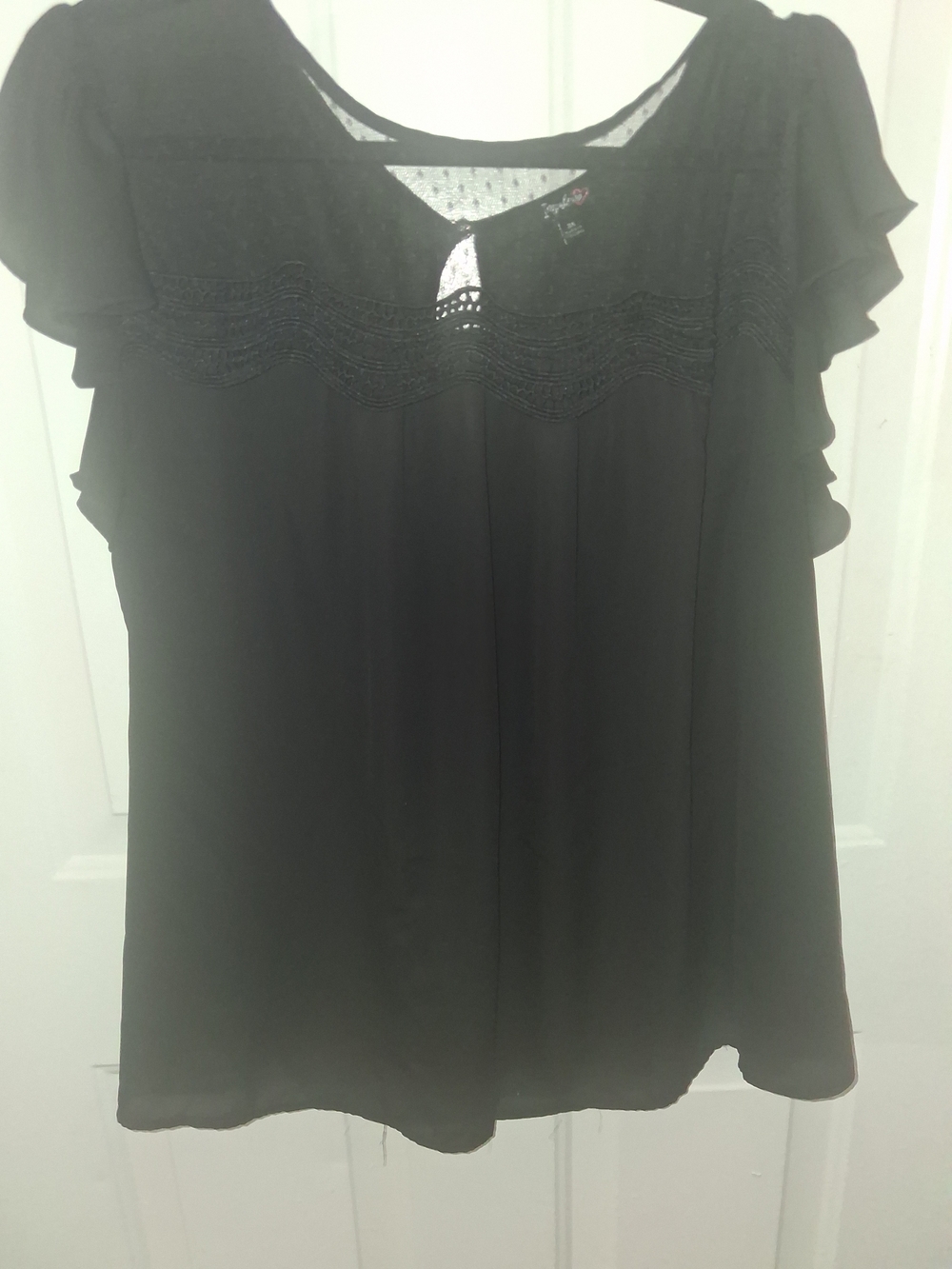 Black Flutter Sleeve Womenβs Top